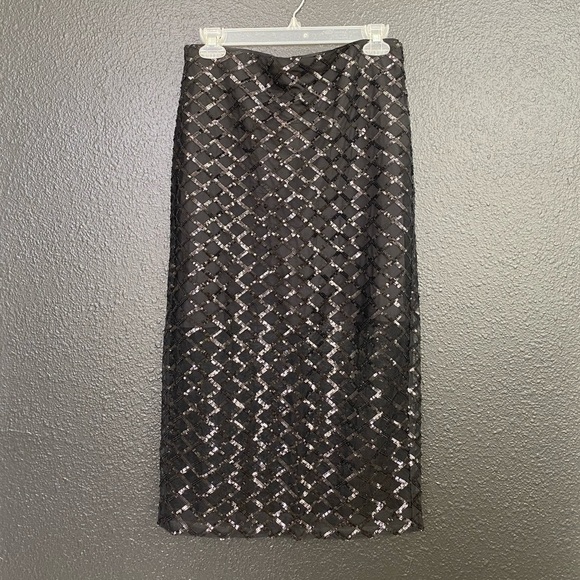 J.Crew Lattice Sequin Pencil Skirt in Black Sz4 - Picture 4 of 7